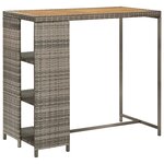 vidaXL Ensemble de bar de jardin 3 Pièces et coussins gris résine tressée