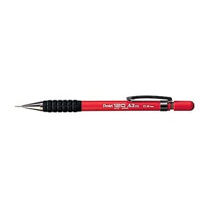 Porte-mine 0.3mm corps plastique canon 4mm ergonomique 2 mines hi-graph coloris rouge x 12 PENTEL