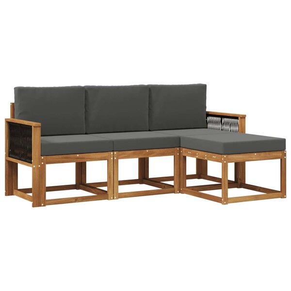 vidaXL Ensemble de canapés d'extérieur 4 pc Naturel et Anthracite