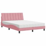 vidaXL Lit avec matelas Hanko rose 140x200 cm velours