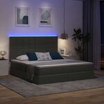 vidaXL Lit de rangement LED avec matelas Gris foncé 180 x 200 cm Tissu