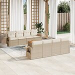 vidaXL Salon de jardin avec coussins 9 Pièces beige résine tressée