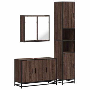 vidaXL Ensemble de meubles de salle de bain 3 Pièces Chêne marron