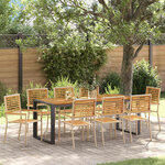 vidaXL Ensemble de salle à manger pour jardin 9 Pièces Beige