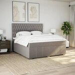 vidaXL Sommier à lattes de lit avec matelas Taupe 180x200 cm Tissu