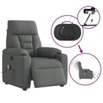 vidaXL Fauteuil inclinable de massage électrique gris foncé tissu