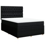 vidaXL Sommier à lattes de lit avec matelas Noir 140x190 cm Tissu