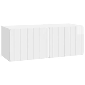 vidaXL Meuble TV mural Montage mural Blanc brillant 78 5 x 31 x 30 cm