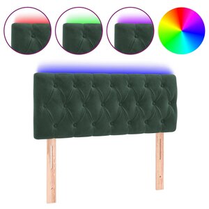 vidaXL Tête de lit à LED Vert foncé 90x7x78/88 cm Velours