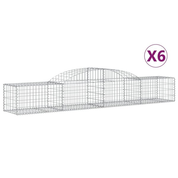 vidaXL Paniers à gabions arqués 6 Pièces 300x50x40/60 cm fer galvanisé