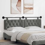 vidaXL Tête de lit suspendue Gris foncé Velours