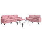 vidaXL Ensemble de canapés 3Pièces et coussins et traversins rose velours