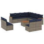 vidaXL Salon de jardin avec coussins 12 Pièces gris résine tressée