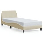vidaXL Cadre de lit avec tête de lit Crème 90x200 cm Tissu