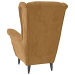 vidaXL Fauteuil à oreilles avec tabouret marron velours