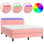 vidaXL Sommier à lattes de lit avec matelas et LED Rose 140x200 cm