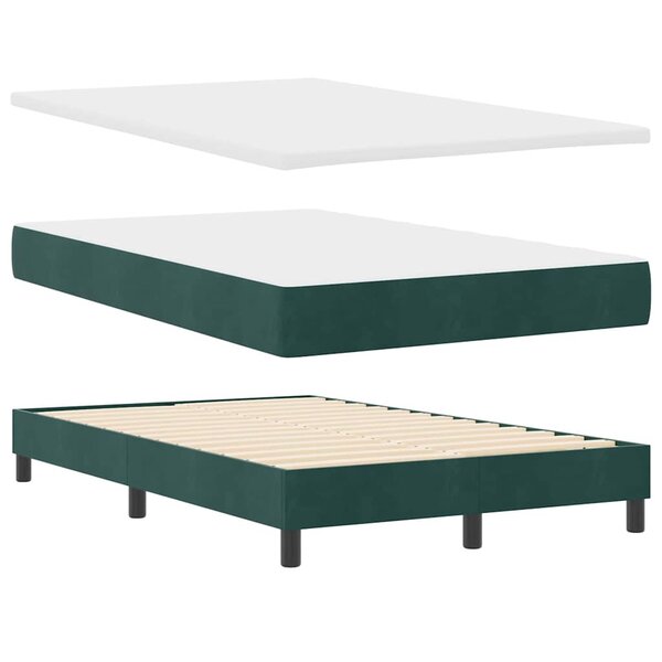 vidaXL Lit à ressorts avec matelas Vert foncé 120 x 200 cm tissu