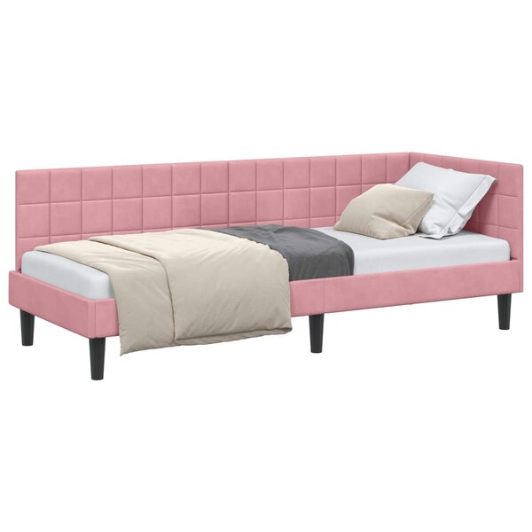 vidaXL Cadre de lit d'angle Rose 80 x 200 cm Velours
