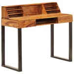 Bureau table meuble travail informatique 110 cm bois solide et acier 0502093
