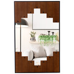 Miroir mural rectangulaire décoratif grand miroir mural 100 x 66 cm avec cadre en forme de touches de piano crochet bidirectionnel pour salon noir 20_0009775