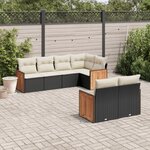 vidaXL Salon de jardin 7 Pièces avec coussins noir résine tressée