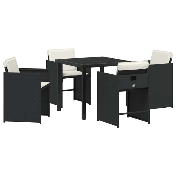vidaXL Ensemble de jardin 5 pièces avec coussins en rattan poly noir