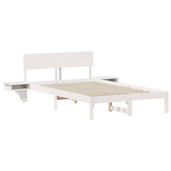 vidaXL Cadre de lit avec tables de chevet Blanc Bois massif en pin
