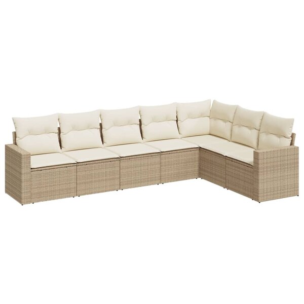 vidaXL Salon de jardin avec coussins 7 Pièces beige résine tressée