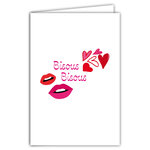 69-4508 Carte Bisous Bisous Cœurs Rouge à lèvres Clichés élégance française Illustration féminine pour Fille Femme - Carte intérieur Blanc Avec Enveloppe Format 12x17cm - Fabrication française