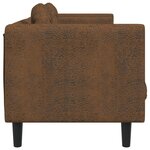 vidaXL Canapé à 3 places avec coussins marron similicuir daim