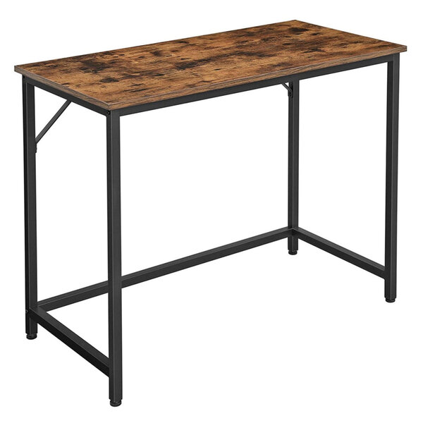 Bureau table poste de travail petite taille 100 x 50 x 75 cm pour bureau salon chambre assemblage simple métal style industriel marron 12_0004687