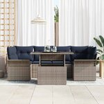 vidaXL Ensemble de canapé de jardin 7 Pièces Gris Poly Rattan