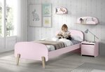 KIDDY Lit simple en bois laqué et brut et sommier 90x200cm vieux Rose