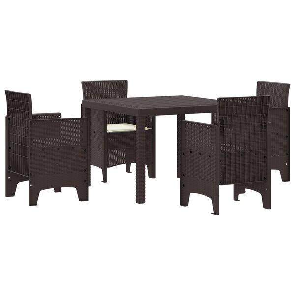 vidaXL Ensemble de salle à manger de jardin 5 pièces en poly rattan marron