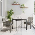 vidaXL Ensemble de salle à manger pour jardin 3 Pièces Gris Poly rotin
