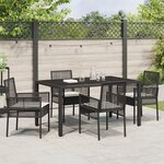 Ensemble de salle à manger de jardin 5 pièces vidaXL avec coussins en poly rattan noir