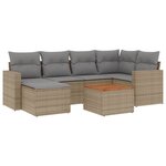 vidaXL Salon de jardin avec coussins 7 Pièces beige résine tressée
