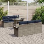 vidaXL Ensemble de canapé de jardin 7 Pièces Gris Poly Rattan