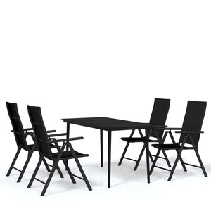 vidaXL Ensemble à manger de jardin 5 Pièces Noir