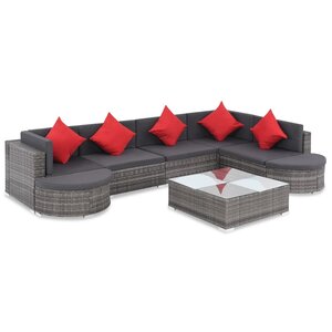 vidaXL Salon de jardin 8 Pièces avec coussins Résine tressée Gris