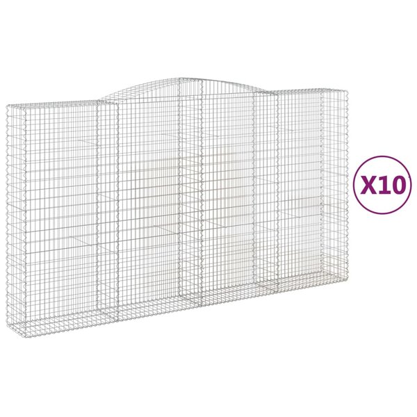 vidaXL Paniers à gabions arqués 10 Pièces 400x50x220/240 cm Fer galvanisé