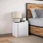 vidaXL Armoire de chevet avec lumières LED blanc bois d'ingénierie
