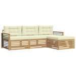 vidaXL Ensemble de canapés d'extérieur 4 pc Blanc et crème Polyester