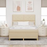 vidaXL Lit Box Spring avec matelas crème 160x200 cm en tissu