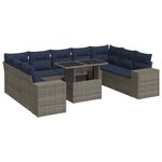vidaXL Salon de jardin avec coussins 10 Pièces gris résine tressée acacia