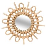 Lot de 3 miroirs en forme de soleil - Rotin - Beige naturel - D28 x 3 cm