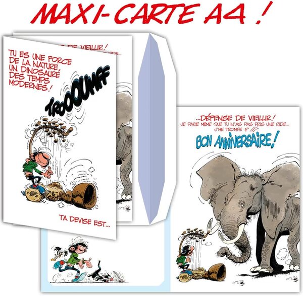 Maxi grande carte géante bon anniversaire gaston lagaffe franquin avec enveloppe