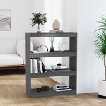 vidaXL Bibliothèque/Séparateur de pièce Gris 80x30x103 5 cm Pin massif