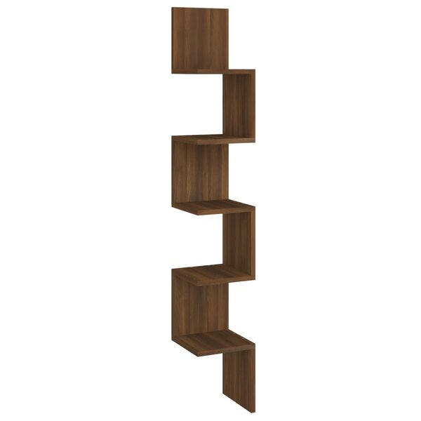 vidaXL Étagère d'angle murale Chêne brun 20x20x127 5cm Bois ingénierie