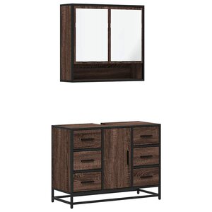 vidaXL Ensemble de meubles de salle de bain 2 Pièces Chêne marron